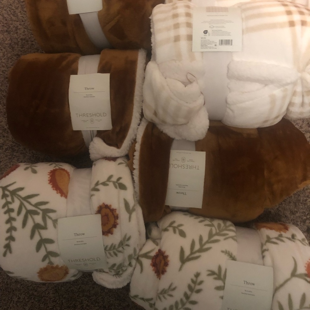 Threshold Floral and Plaid Throw Blanket Collection